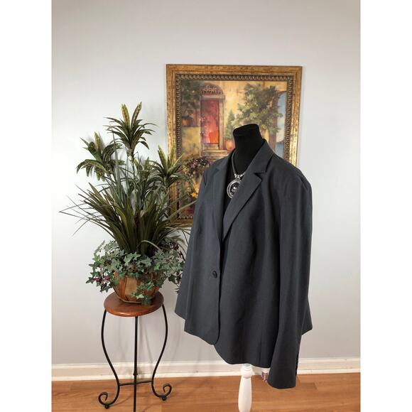 Jones New York Collection Stretch Women's Plus 22W Gray  Classic Single Button - Picture 5 of 10